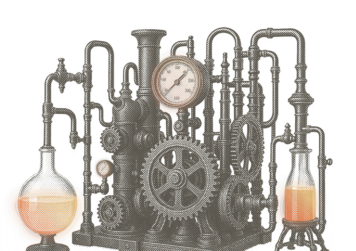 Complex laboratory mixing a secret recipe